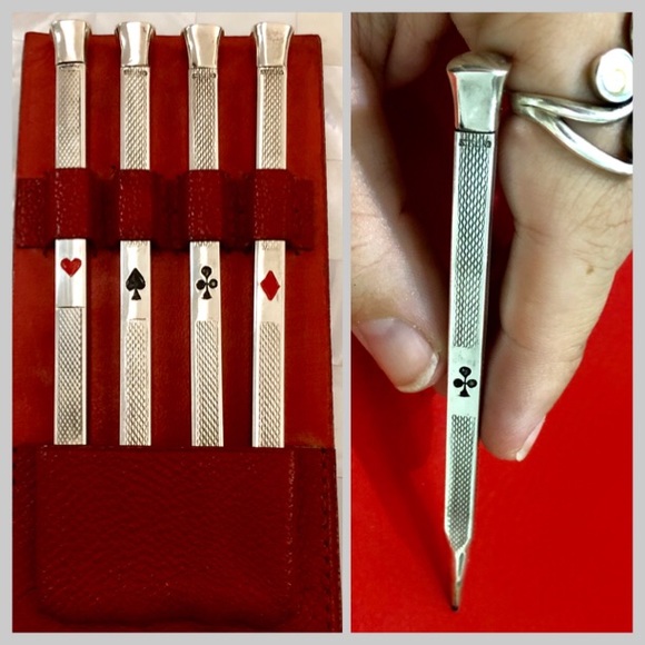 ⭐️💲SOLD💲⭐️ Vintage TIFFANY & Co Germany Sterling Silver bridge Pencils SET - Picture 2 of 13